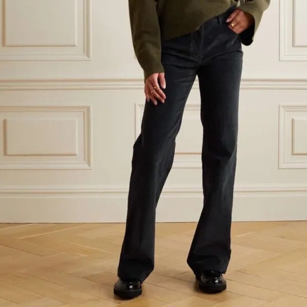 Nili Lotan Celia corduroy bootleg pants, dark gray, size 4